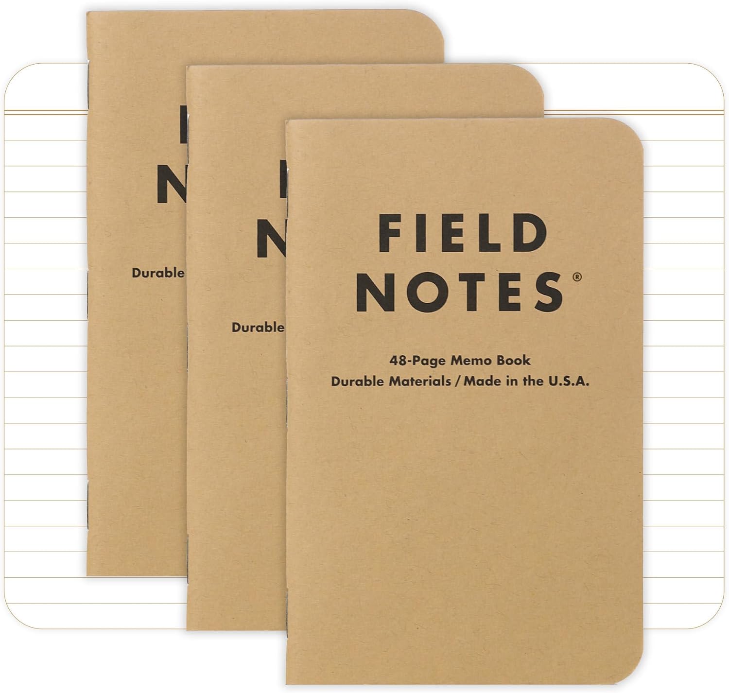 Field Notes Original Kraft 3-Pack. Ruled Memo Books